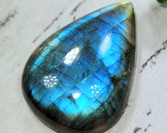 Blue Flash Labradorite Cabochon, Labradorite Pear Cabochon 50ct, Labradorite Cabochon,  Wire Wrapping, Weaving, Pendant, Collector DN21