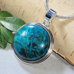 Shattuckite Pendant, Shattuckite Sterling Silver Pendant, Handmade Shattuckite Pendant, Statement Pendant, Natural Shattuckite CN43, Gift