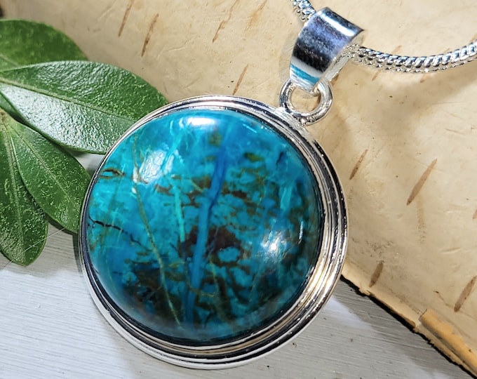 Shattuckite Pendant, Shattuckite Sterling Silver Pendant, Handmade Shattuckite Pendant, Statement Pendant, Natural Shattuckite CN43, Gift