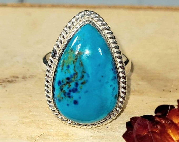 Shattuckite Sterling silver ring, Natural Shattuckite Ring, Quality Shattuckite Ring,.Silver handmade Shattuckite Ring, Boho Ring, Size 7
