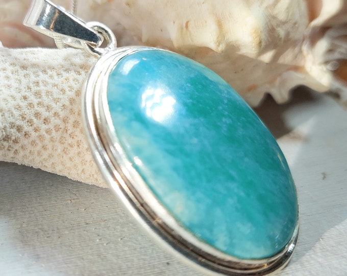 Amazonite Sterling Silver Pendant, Handmade Amazonite Pendant, Gift for Her, Statement Amazonite Pendant, GC51