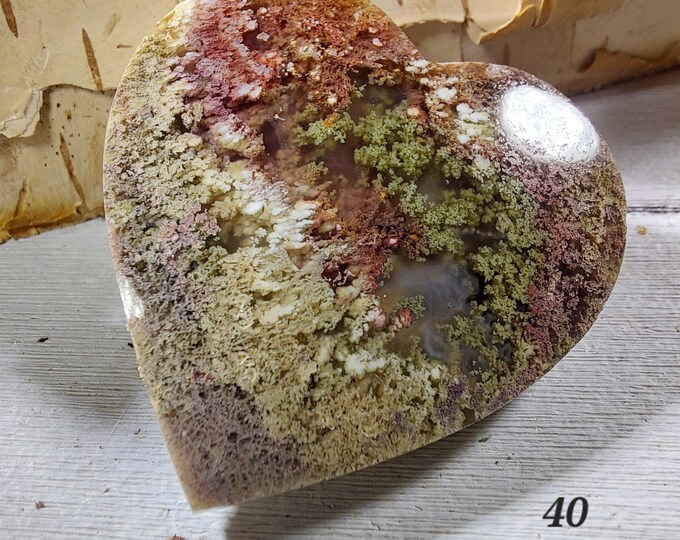 Moss Agate Cabochon, Scenic Moss Agate cabochon, Moss Agate Cabs, Moss Agate Scenic Cabochons, Green and Red Moss Agate Cabochons GA40