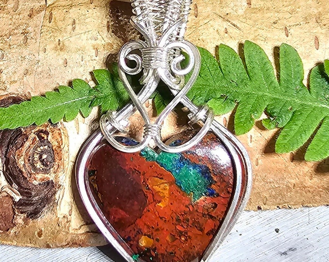 Zarinite Sterling Silver Pendant, Heart Zarinite Pendant, Statement Pendant, Gift for Her, Zarinite Handmade Pendant, FS07