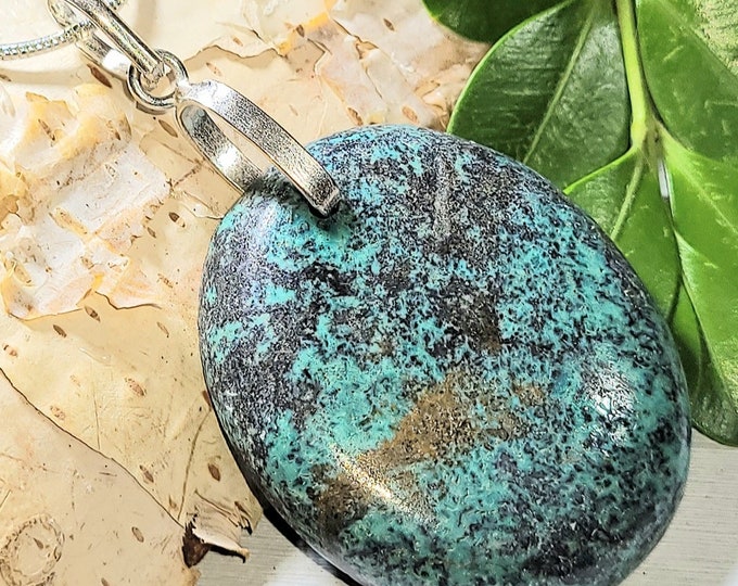 Turquoise Pendant, Tibet Turquoise Sterling Silver Pendant, Handmade Turquoise Pendant, Statement Turquoise Pendant, Gift for Her, M19