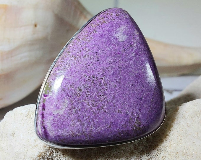 Natural Premium Grade Stichtite Sterling Silver Ring, Boho Ring, Statement Ring; Handmade Ring, Premium Grade Stichtite, Ring Size 7 1/2 GP