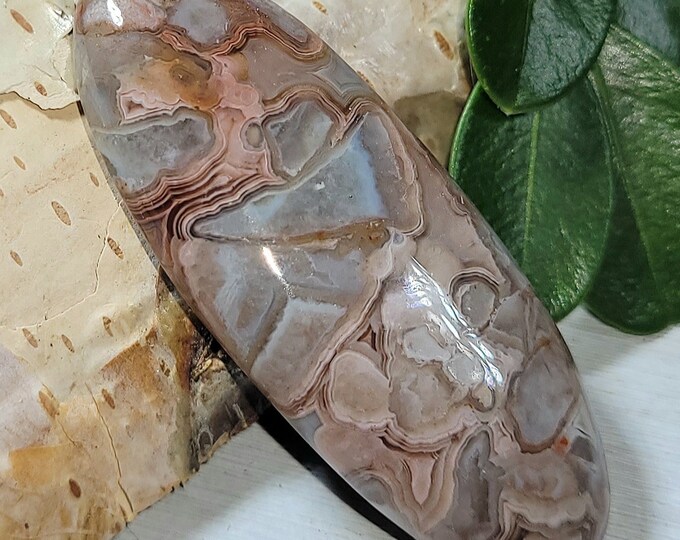 Natural AA Crazy Lace Agate Oval Cabochon 35ct 44mm x 17mm Wire Wrapping, Weaving, Pendant EV29