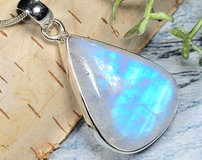 Moonstone Pendant, Moonstone Sterling Silver Pendant, Multi Flash Moonstone Pendant, Handmade Pendant, Statement Moonstone Pendant, JA03