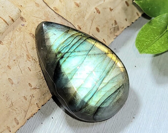 Natural Flashy Multi-Color Labradorite Pear Cabochon 25ct 5 Grams 26mm x 17mm Wire Wrapping, Weaving or Pendant, Collector AC30