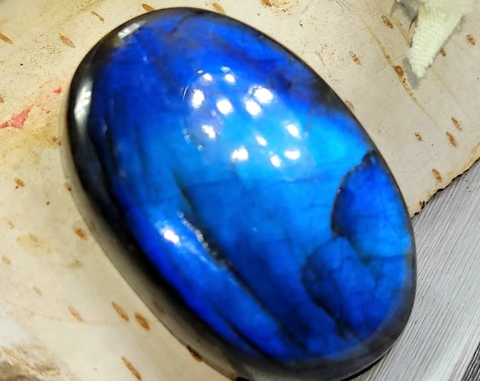 Natural Premium Blue Flash Labradorite Oval Cabochon 40ct 30mm x 20mm Wire Wrapping, Weaving, Pendant, Collector DA32