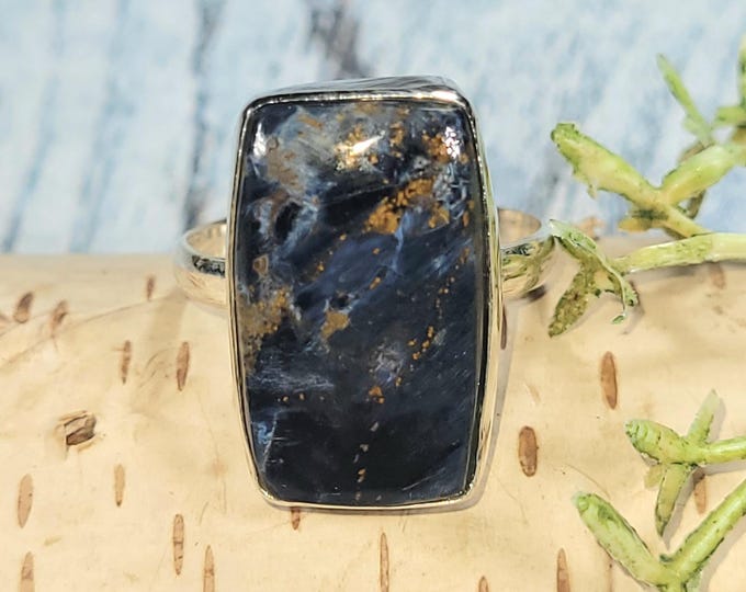 Handmade Pietersite Sterling Silver Statement Ring: Size 9