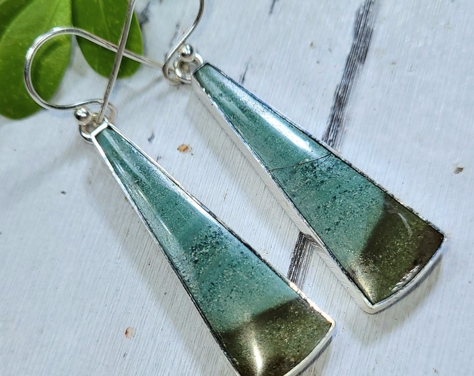 Natural Polychrome Jasper Pear Sterling  Silver Earrings, Polychrome Sterling Silver Earrings, Handmade Polychrome Earrings, FH19, Gift Idea