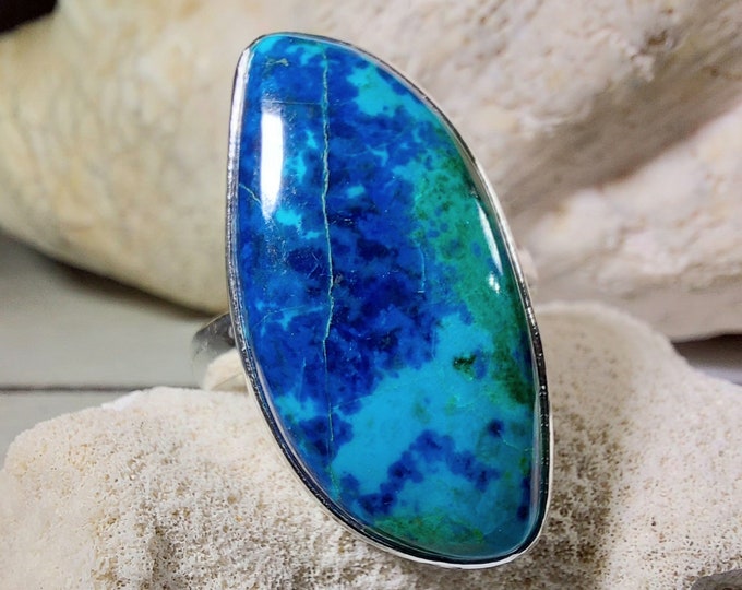 Natural Premium Grade Mesmerizing Shattuckite Handmade Sterling Silver Ring Size 9 1/2 GL