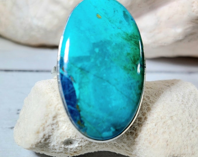 Natural Premium Grade Mesmerizing Shattuckite Handmade .925 Sterling Silver Ring Size 7 1/2 GL