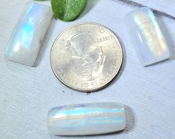Moonstone Cabochons Lot, 44ct 3 Stone Lot, Wire Wrapping, Weaving, Rings or Pendant FL12 Mixed Sizes & Shapes