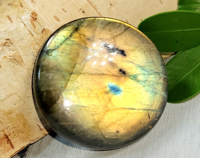 Natural Full Multi Flash Labradorite Round Cabochon 55ct 11 Grams 30mm Round Wire Wrapping, Weaving or Pendant, Collector CJ28
