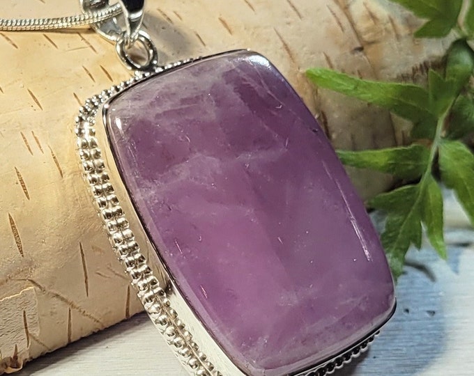 Natural Premium Grade Huge Pink Kunzite .925 Sterling Silver Pendant Weighs 24 Grams Measures 2" x 1 1/4" AG25