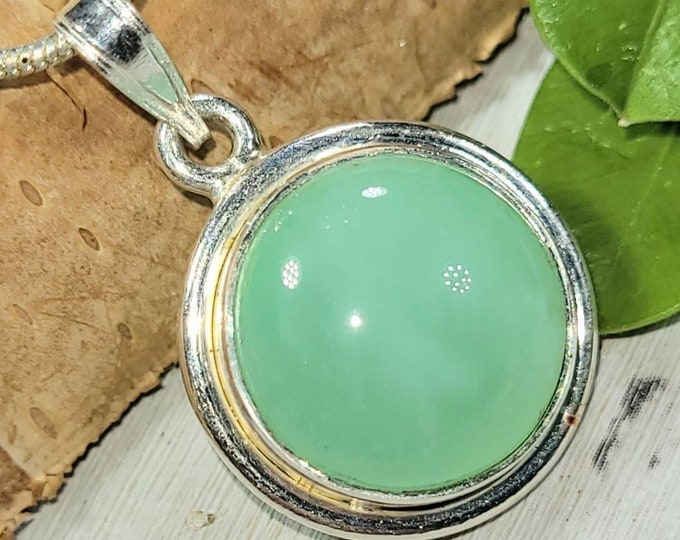 Chrysoprase Pendant, Chrysoprase Sterling Silver Pendant, Handmade Chrysoprase Pendant, Statement Pendant, FL42