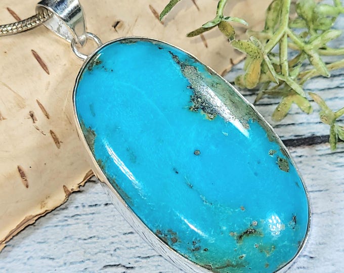 Handmade Arizona Turquoise Sterling Silver Pendant: Boho Jewelry
