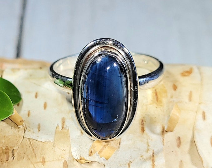 Natural Excellent Quality Oval Kyanite .925 Sterling Silver Ring Size 8 Weighs 4 Grams Face Measures 11/16" x 7/16" AB06