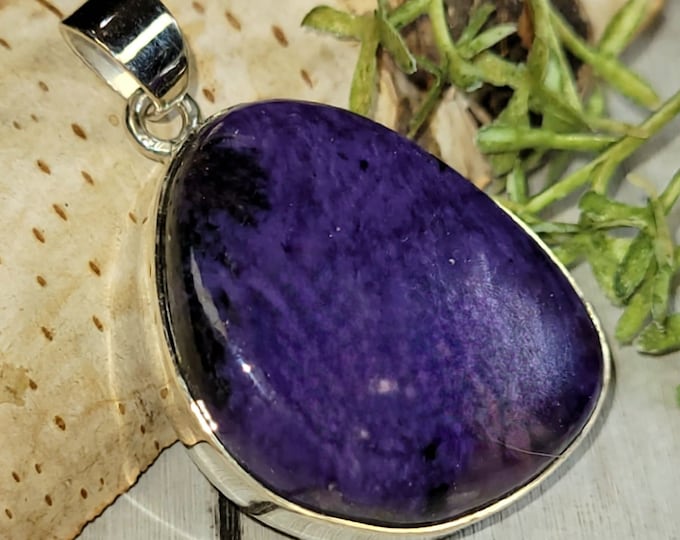 Charoite Pendant, Charoite Sterling Silver Pendant, Premium Grade Charoite Pendant, Statement Pendant, Gift for Her, Handmade Pendant, HJ24