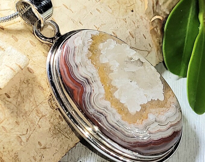 Natural Top Grade Crazy Lace Agate Oval Handmade .925 Sterling Silver Pendant 1 13/16" x 1" 11 Grams AQ05