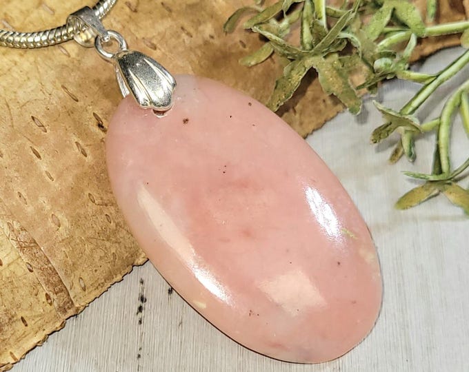 Handmade Peruvian Pink Opal Sterling Silver Pendant