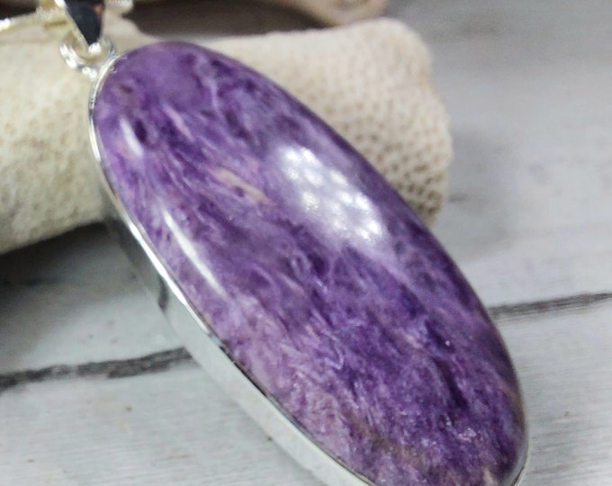 Charoite Pendant, Charoite Sterling Silver Pendant, Premium Grade Charoite Pendant, Statement Pendant, Gift for Her, Handmade Pendant, GG27