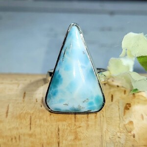 Anillo Larimar, Anillo de Plata de Ley Larimar Dominicana, Anillo de Plata Larimar, Anillo de Plata de Ley AA Larimar Tamaño 9 DL