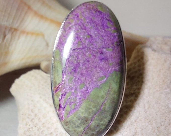 Natural Premium Grade Stichtite Sterling Silver Ring, Boho Ring, Statement Ring; Handmade Ring, Premium Grade Stichtite, Ring Size 10 GP