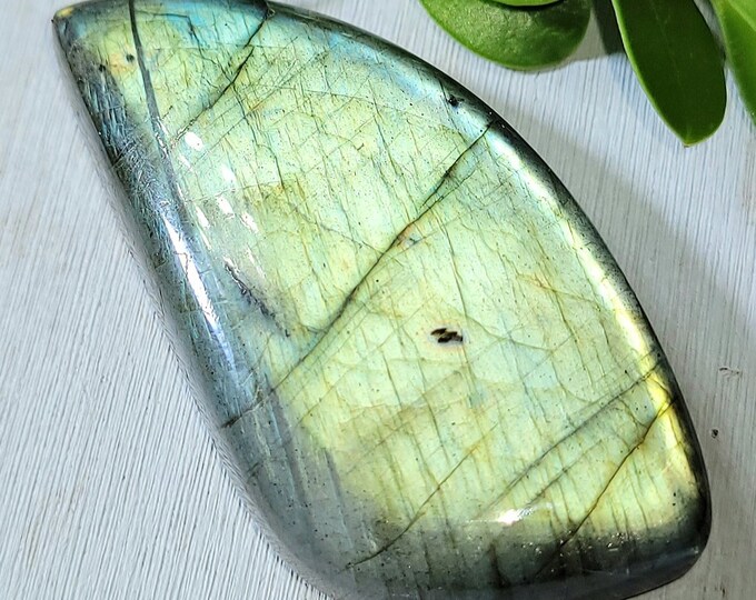 Natural Bright Multi-Flash Labradorite Freeform Cabochon 85ct 17 Grams 49mm x 30mm Wire Wrapping, Weaving or Pendant, Collector LE14