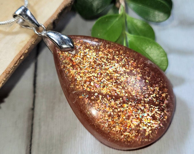 Natural Premium Grade Orange Sunstone Pear Cabochon Pendant with .925 Sterling Silver Bail 2" X 1 1/8" CV11