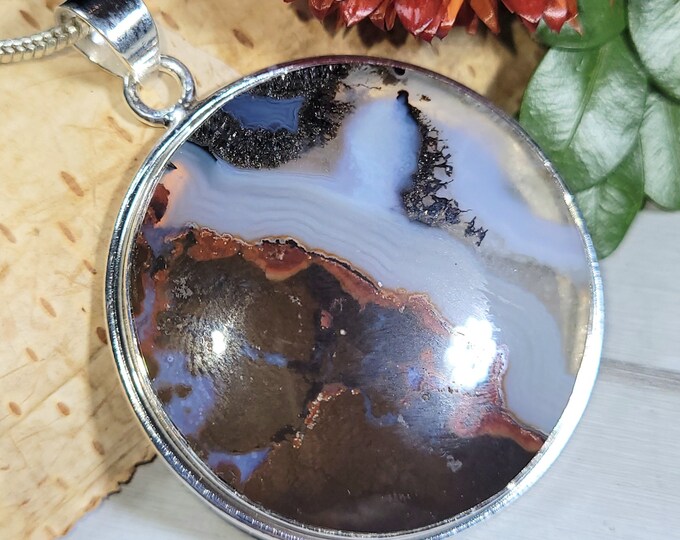 Red Moss Agate Pendant, Moss Agate Pendant, Plume Agate Pendant, Premium red plume agate CT29, Gift for her