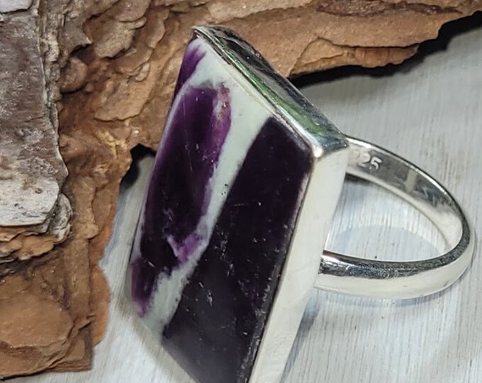 Rare Kammereite Ring, Kammererite Sterling silver ring, Boho Ring, Natural Stone  Ring, Statement Ring,  .925 Sterling Silver Ring  Size 8.5