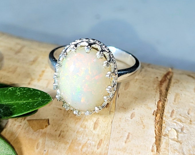 Ethiopian Opal Ring, Ethiopian Opal Sterling Silver Ring, Multi Color Opal Ring, Statement Ring, Handmade Ring, Gift for Her, DS Size 8