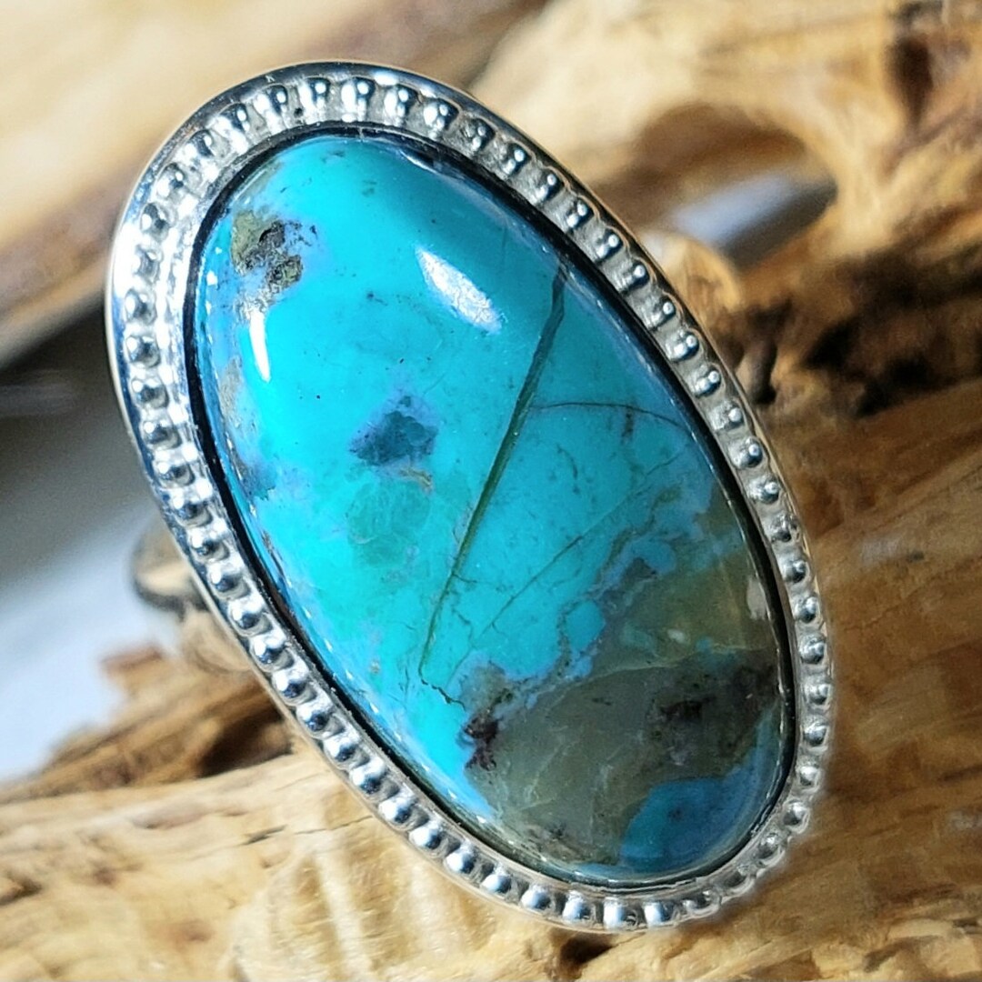 キングマン ターコイズ リング：スターリングシルバー ボヘミアン