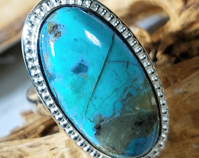 Kingman Turquoise Ring: Sterling Silver Boho Statement Ring, Size 6