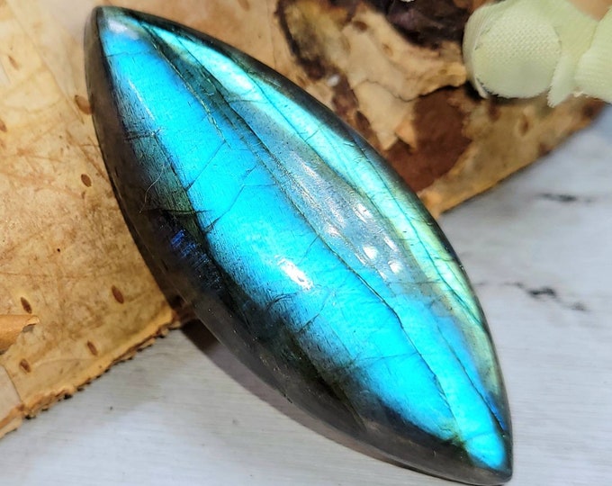 Labradorite Cabochon,  Labradorite Marquise Cabochon, Blue Flash Labradorite Cabochon, Wire Wrapping, Weaving, Pendant, Marquise Cabochon DF