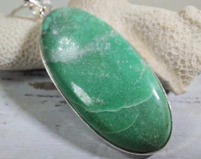 Amazonite Sterling Silver Pendant, Handmade Amazonite Pendant, Gift for Her, Statement Amazonite Pendant, GV26