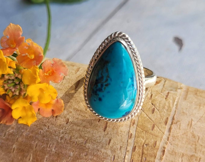 Shattuckite Sterling silver ring, Natural Shattuckite Ring, Quality Shattuckite Ring,.Silver handmade Shattuckite Ring, Boho Ring, Size 7