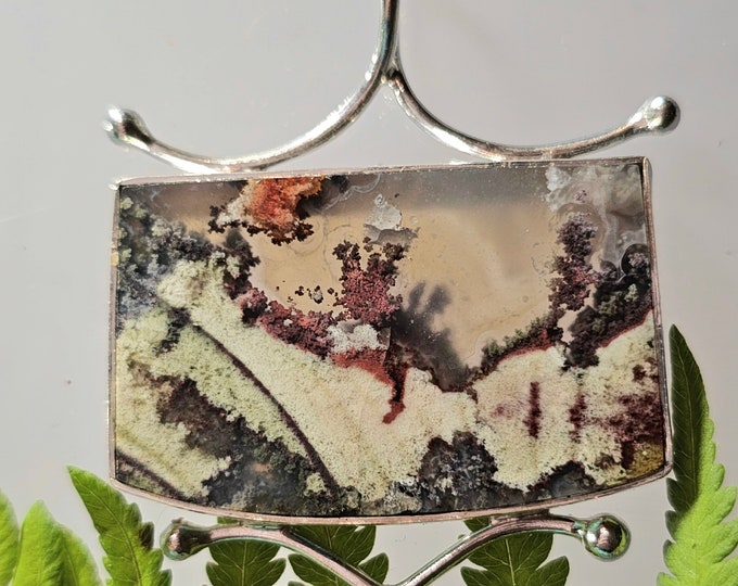 Scenic Moss Agate Pendant, Scenic Moss Agate Sterling Silver Pendant, Premium Moss Agate Pendant, Statement Pendant, FK35, Gift for Her