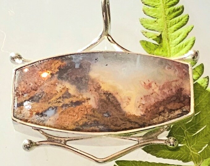 Scenic Moss Agate Pendant, Scenic Moss Agate Sterling Silver Pendant, Premium Moss Agate Pendant, Statement Pendant, FK33, Gift for Her