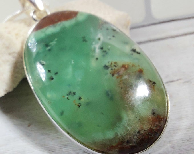 Aquaprase Pendant, Aqua Chalcedony Sterling Silver Pendant, Aquaprase Sterling Silver Pendant. Handmade Pendant, Gift for Her, GV19