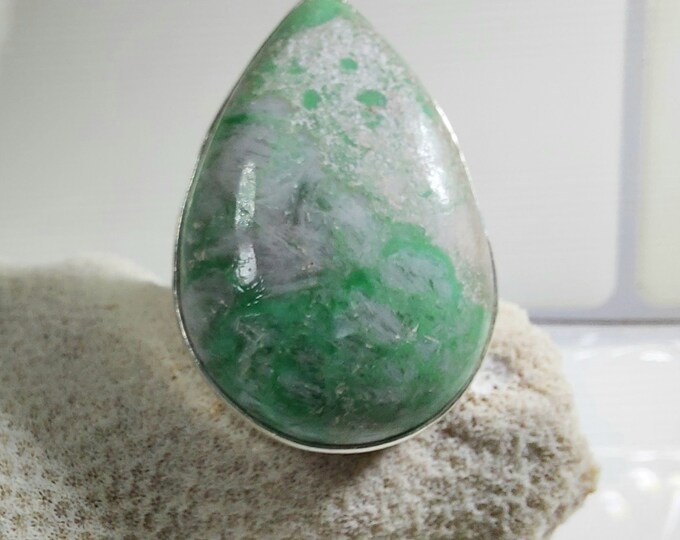 Variscite Ring, Variscite Sterling Silver Ring, Handmade Ring Size 7 3/4, Gift for Her, GV