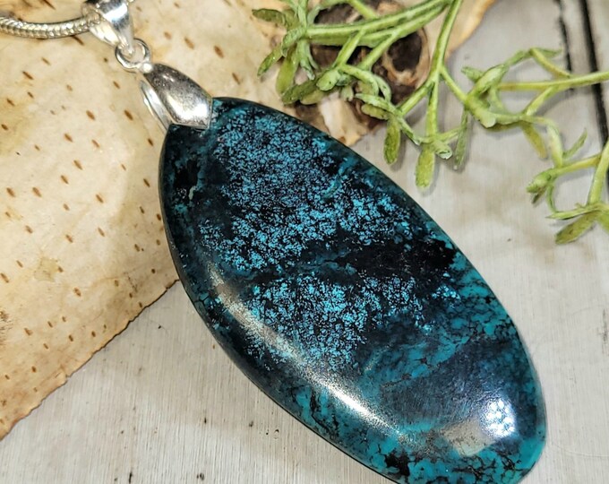 Natural Spiderweb Turquoise Pendant, Spiderweb Turquoise Sterling Silver Pendant, Handmade Turquoise Pendant, Statement Pendant, HJ20