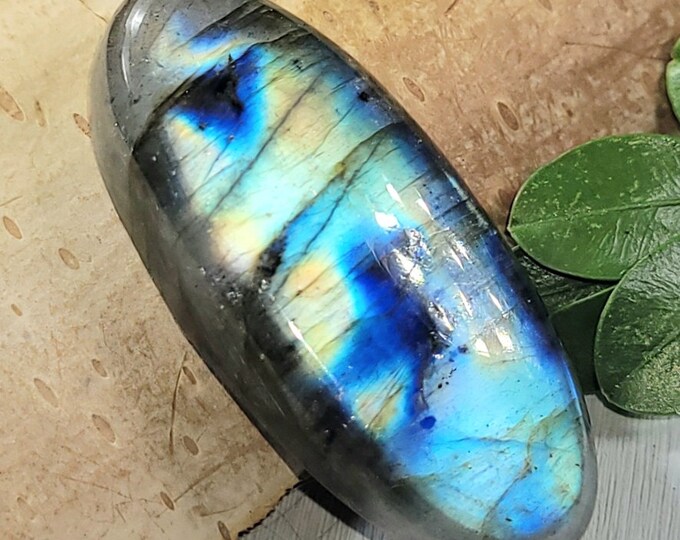Natural Genuine Multi-Flash Labradorite Oval Cabochon 45ct 35mm x 15mm Wire Wrapping, Weaving or Pendant, Collector, Gift for Anyone CK19