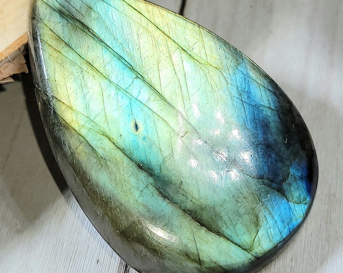 Natural Large Full Flash Labradorite Pear Cabochon 125ct 25 Grams 56mm x 36mm Wire Wrapping, Weaving or Pendant, Collector LB41