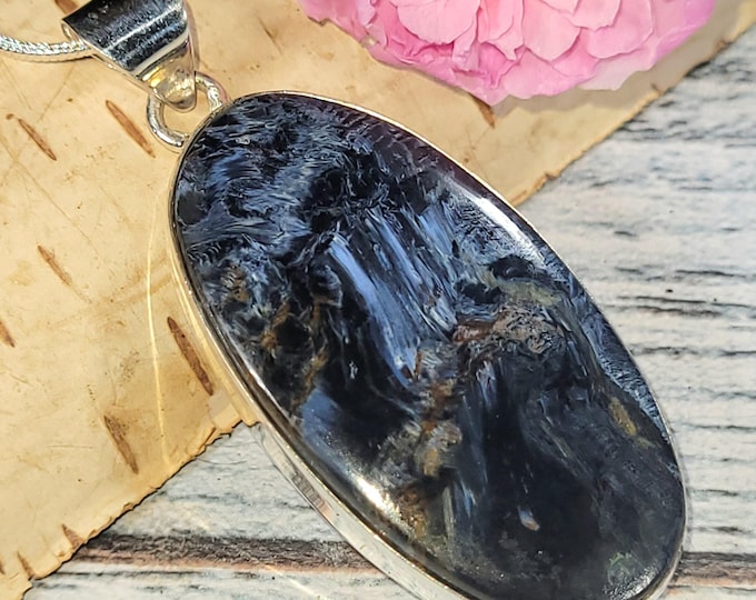 Handmade Pietersite Sterling Silver Pendant: Statement Jewelry, JV11