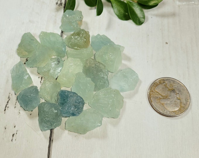Natural Raw Aquamarine 280ct 20 Stone Lot Wire Wrapping, Weaving, Rings or Pendant AS01 Mixed Sizes & Shapes