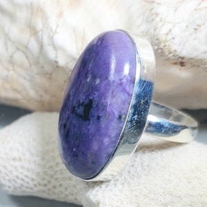 Charoite Ring,.925 Sterling Silver Charoite Ring, Size 6 Charoite Ring, Statement Ring, Size 6 Sterling Silver Ring, Gift for her GG