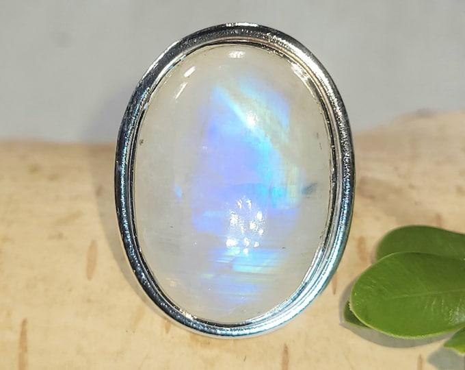 Natural Premium Grade Oval Moonstone Handmade .925 Sterling Silver Ring Size 7 Genuine High Quality Moonstone Gift for Her